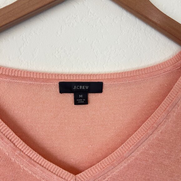 J Crew Sweater Womens Medium Orange V-Neck Linen Blend Side Button Resort Top M - Picture 6 of 7